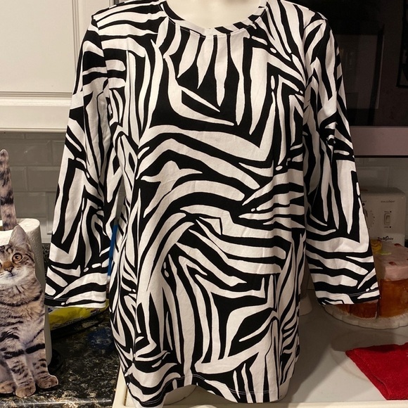 G womens Kim Rogers casual animal print 3/4 sleeve regular size top XL. Like new - Picture 1 of 3